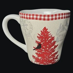 222 Fifth Northwood Cottage Red and White Holiday Mug